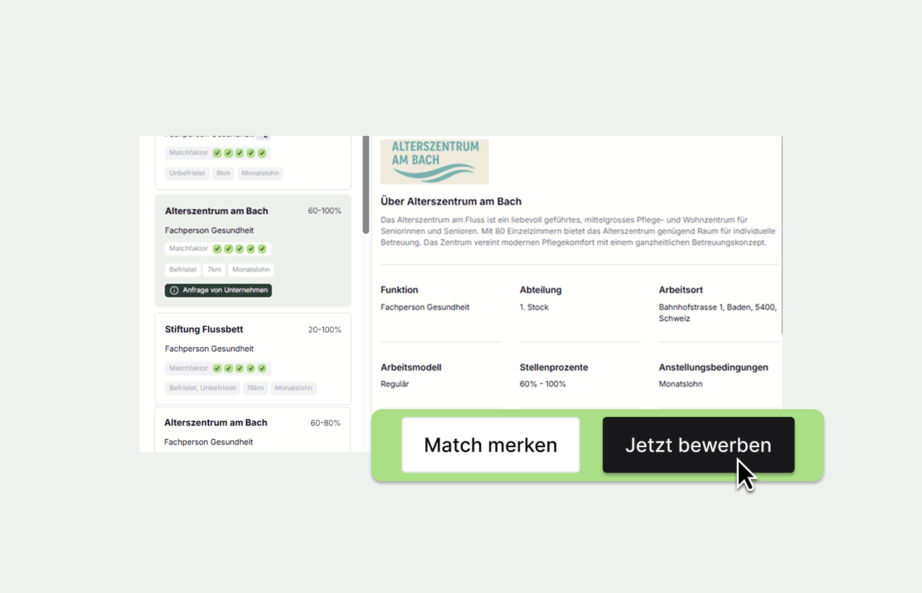 Einfach mit nur einem Klick bewerben.